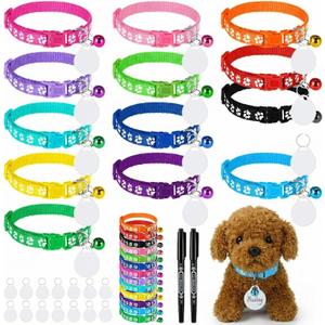 50 Pcs Adopt a Puppy Pet Party Favors Puppy Adoption Party Supplies 24 Adjustable Dog Collars with 24 ID Card for Pet Birthday DIY Craft