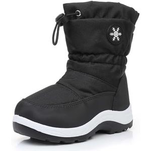 Ahannie Boys Girls Snow Boots Toddler Kids Winter Boots Water Resistant Warm Side Zipper Shoes(Toddler/Little Kid), Size 24
