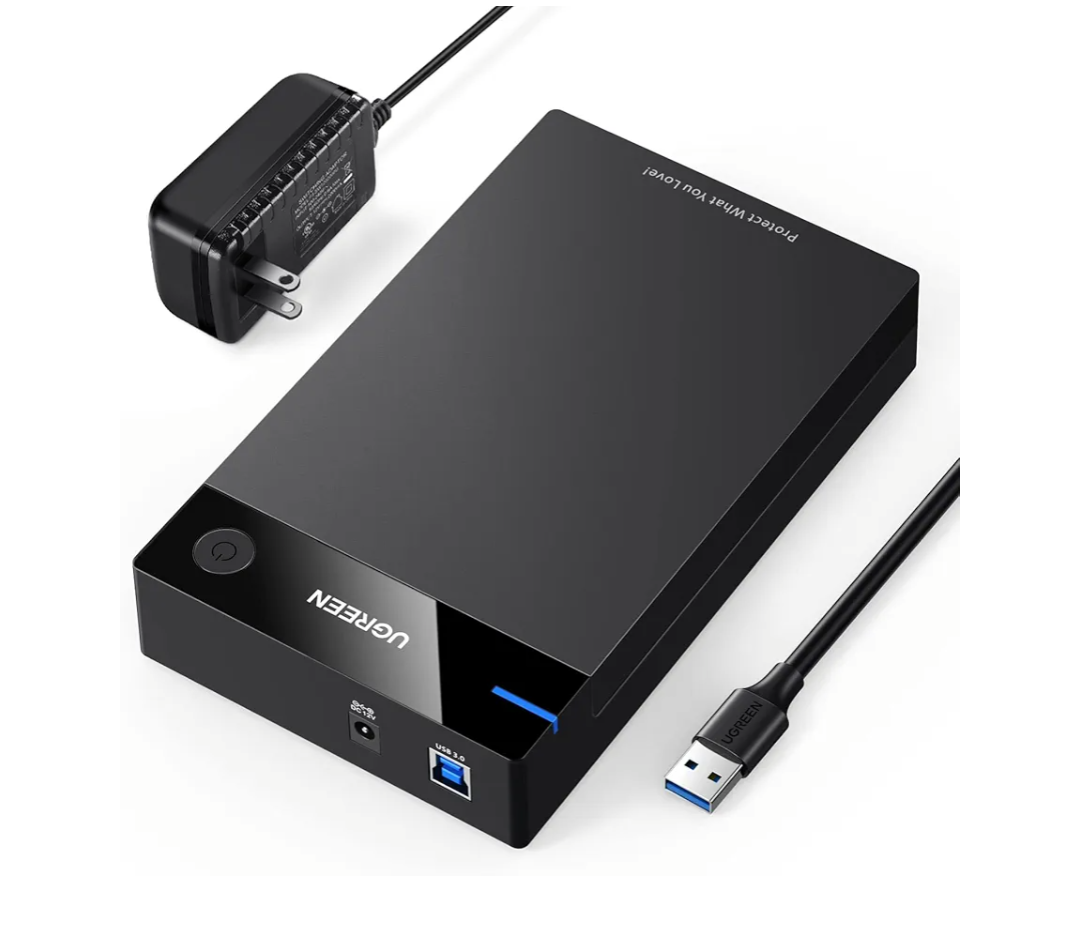 UGREEN External Hard Drive Enclosure for 3.5 2.5 Inch SATA SSD HDD USB 3.0 to SATA III Hard Drive Case with UASP 12V Power Adapter Compatible with WD Seagate Toshiba Samsung Hitachi PS5 Xbox