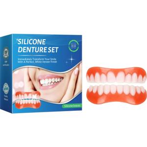 Moldable False Teeth,Silicone Dentures - Men and Veneers Teeth for Women -1 PCS Upper & Lower Set Daily Confidence Boost & Cosmetic