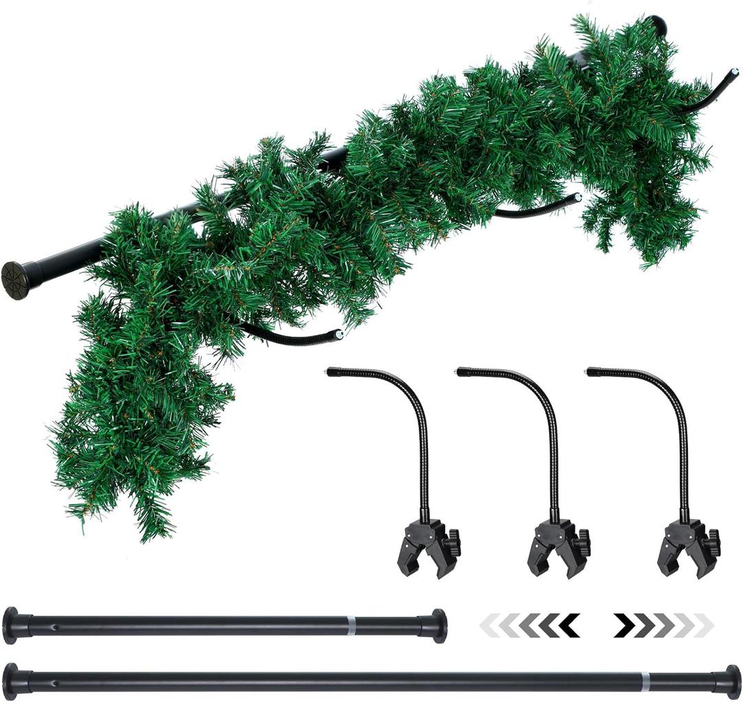 Sintuff Front Door Wreath Hanger with Christmas Garland 27.6-47.2 Inches Adjustable Garland Hanger for Different Doors with No Nails or Screws Heavy-Duty Cast Iron for Holding Christmas Wreaths Decor