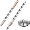 Extended Spin Mop Replacement Mop Handle, Upgraded 60-inch 360 Degrees Rotating Telescopic Replacement Mop Stick for Spin Mop Bucket Cleaning System (Stainless Steel Disc, Khaki)