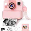 Kids Camera Instant Print Toys for Teenage Girls:1080P HD Digital Video Cameras for Girls, Christmas Birthday Gifts for 3 4 5 6 7 8 9 10 11 12 13 14 Year Old Girl with 32GB Sd Card-Pink