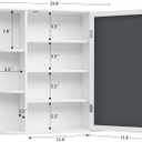 Iwell Bathroom Medicine Cabinet with Mirror, Bathroom Wall Cabinet with 2 Adjustable Shelves & 6 Open Shelves, Medicine Cabinet Organizer, Bathroom Cabinet Wall Mounted, White, 26L*6.3W*25.2H