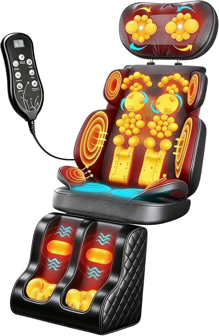 Full‑Body Massage Mat with Adjustable neck, 16D Shiatsu Massager Pad