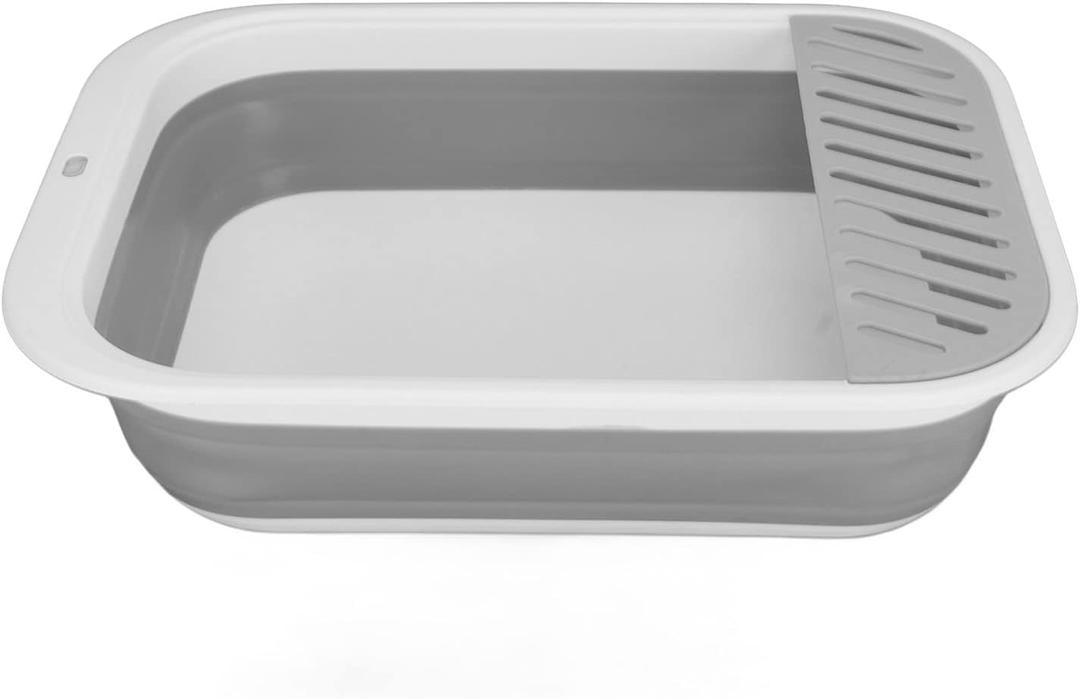 Senior Cat Litter Box, Toilet Training for Cats Low Entrance Travel Litter Box with Falling Sand Pedal Semi Enclose Foldable Kitten Toilet Pan for Kittens Pets (Grey)