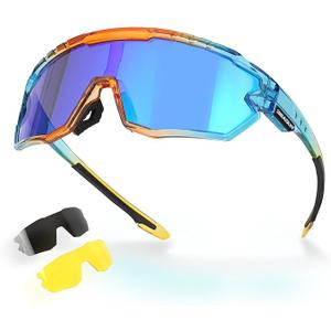 Polarized Glasses Kids Youth Baseball Sunglasses Adult Men Women Cycling Goggles with 3 lenses,Fishing,Ski Golf(Transparent Gray, Adult)