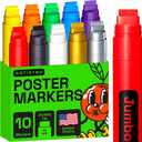 ARTISTRO 10 Poster Markers Jumbo Set Acrylic Markers with 15mm Wide Jumbo Tip for Murals Tagging Posters - Large for Rock Wood Plastic Leather Metal Fabric Ceramic