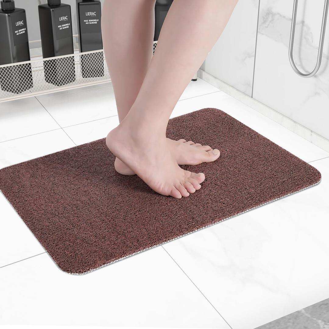 Non-Slip Bathtub Mat, Anti Slip Shower Mat, Fast Drying Bathtub Mats, Foot Scrubber Mat, Anti Slip Mat for Tub, Floor, Bathroom, Kitchen, Home, Hotel (Brown 24"16")