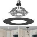 R5 and 6 Recessed Can Light Conversion Kit, Fixture Upgrade, Pendant & Hanging Light, Ceiling Fan Compatible, 7 Inch Flat Steel Ceiling Medallion, Black Finish