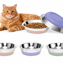 Stainless Steel Cat Bowls, Cat Dishes Whisker Friendly with Non-Slip Silicone Bottom, Easy to Clean, 5.5" Shallow Wide Cat Food and Water Feeding Bowl for Indoor Outdoor Cats, Pack of 3