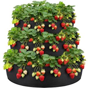3 Tiered Fabric Strawberry Planter 48 36 24 Inch Strawberry Pyramid Planter for Outdoor Growing Vegetables Herb Plant