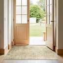 jinchan 3x5 Area Rugs for Entryway - Machine Washable Modern Rug Kitchen Soft Faux Wool Stain Resistant Non-Slip Ultra-Thin Low-Pile Geometric Carpet for Entrance Bedroom Living Room (3x5ft,Taupe)