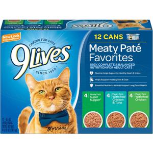 9Lives Pat Favorites Wet Cat Food Variety Pack, 5.5 Ounce (Pack of 12) (EXP 03/10/27)