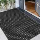 Color&Geometry Door Mat Outside Entrance with Drainage, Rubber Heavy Duty Dirt Trapper Waterproof Outdoor Welcome Mat, Outdoor Mats All Weather for Front Back Door Patio Entryway Entry, 32"X48" Black