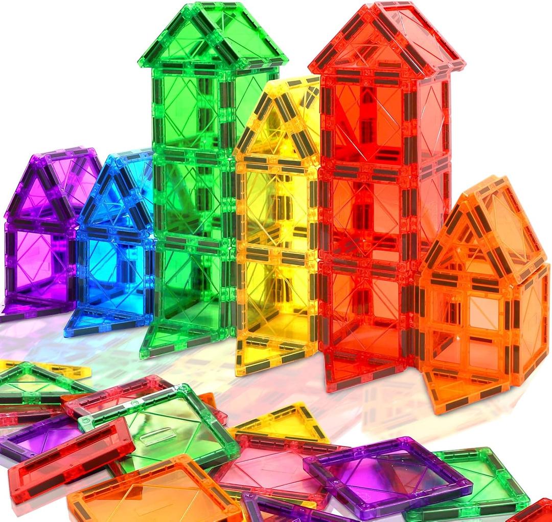 Valentines Day Gift for Kids Ages 3-5 4-8 Magnetic Tiles Building Blocks for Toddlers Creative Learning Construction Toys Gift for Kids 3 4 5 6 7+Year Old Boys Girls Christmas Birthday 34PCS