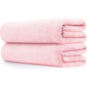 Towels Set 35x70 Inch Oversized Bath Sheets Towels for Adults Luxury Bath Towels Extra Large Sets for Bathroom Super Soft Highly Absorbent Microfiber Shower Towels 80% Polyester (2PCS Pink)
