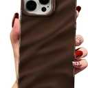 QLTYPRI Compatible with iPhone 13 Pro Max Case, Cute Wave Water Ripple Pattern Case for Girls Women, Slim Satin Glossy Soft Silicone TPU Bumper Shockproof Protective Phone Cover - Dark Brown