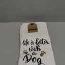 Funny Dog Lover Kitchen Towels  Set of 5 Cotton Flour Sack Dish Towels  Cute Puppy Designs  16 x 28 Gift for Women or Men