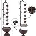 39" Tiered Water Fountain Outdoor 6 Hanging Cups Garden Water Feature | Vintage Cascading Waterfall Fountains, Rustic Metal Outside Soothing Water Flow for Garden Patio Yard Porch Home Decor