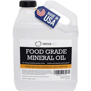 Thirteen Chefs Mineral Oil - 128oz Food Grade Conditioner for Wood Cutting Board, Countertop & Butcher Block, Lubricant for Knife or Meat Grinder - Safe USP Finish on Marble, Soapstone