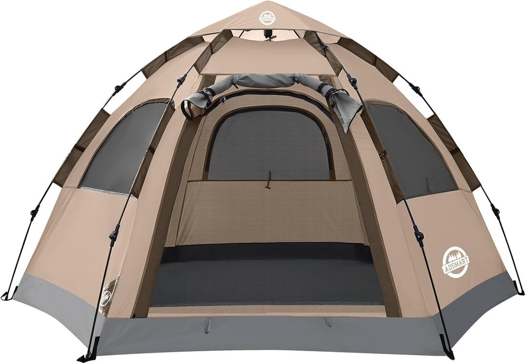 ADSMART Instant Tents for Camping  Tent Waterproof Easy Setup Sets Up Backpacking Tents with Carry Bag for Outdoor Hiking (Khaki, 2-3 Person)
