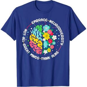 Embrace Neurodiversity Brain Autism Awareness ADHD Autistic T-Shirt Blue 2XL