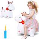 iPlay, iLearn Bouncy Pals White Hopping Horse, Inflatable Bouncing Animal Hopper Toy W/Pump, Plush Ride on Bouncer, Indoor Outdoor Birthday Gifts for 18 24 Month 2 3 4 5 Year Old Toddler Kid Boy Girl