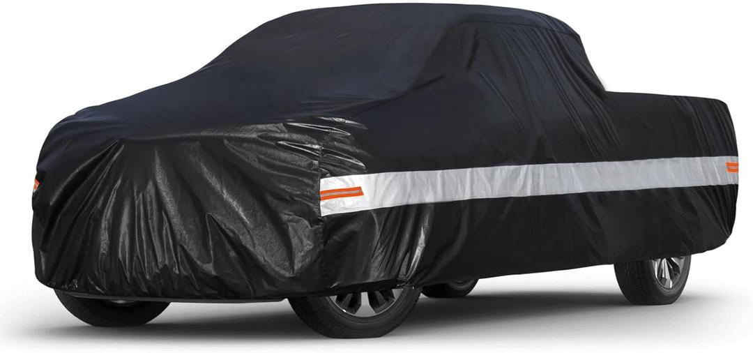 10 Layers Truck Cover Waterproof All Weather. Pickup Truck Cover Rain Snow UV Dust Protection. Length: 210-230 inches, Universal Fit for Ford F150 Chevy Silverado Dodge Ram 1500. (Truck L-Length 210 to 230 inch, Black)