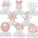 8 Pcs Baby Its Cold Outside Baby Shower - Snowflake Honeycomb Centerpieces - Winter Baby Shower Decorations