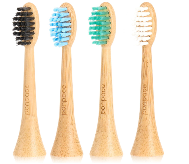 Bamboo Toothbrush Replacement Heads Compatible with Philips Sonicare, Soft CastorOil Biodegradable Bristles, EcoFriendly Bamboo Handle, 4 Pack, Sustainable Daily Cleaning