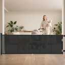 Miumoon 120 inch Retractable Baby Gates 42 inch Tall, Retractable Gate with Reinforced Strip Design to Prevent Crawling Through, 10 FT Extra Wide Retractable Dog Gate for Indoor/Outdoor, Black