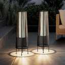 Grand patio Outdoor Floor Solar Light 2-Pack, Wicker Solar Patio Lamp Waterproof Outside Deck Lamp for Porch, Yard, Garden, Lawn Decorations - Dark Brown, Gordes 2 PCS