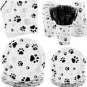 Kochorie 144 Pieces Black Paw Print Party Tableware Sets Including Disposable Plates Napkins Cups Forks Serves 24 for Dog Puppy Theme Party Supplies