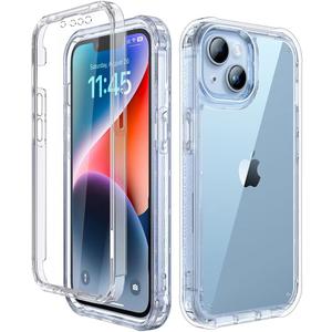 Lifedance Designed for iPhone 14 Case/iPhone 13 Case, Full-Body Rugged Protective Case with Built-in Screen Protector, 10 FT Military Grade Drop Protection Heavy Duty Shockproof Case, Clear
