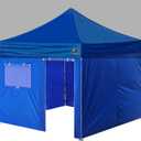 Eurmax USA 10 x 10 Full Zippered Walls for Easy Pop Up Canopy Tent,Enclosure Sidewall Kit with Roller Up Mesh Window and Door 4 Walls ONLYBlue