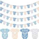 AmazingSpark 4 Set Cielito Lindo Baby Shower Garland 48 Pcs Blue Papel Picado Party Decorations Mexican Lace Baby Bodysuit Banner Card with Hanging String for Gender Neutral Party Supplies