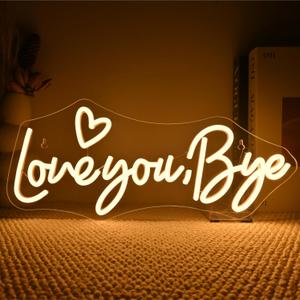 Love You Bye Neon Sign Above Door Led Light Neon Signs For Wall Decor Warm White Entryway Hallway Neon Light Graduation Bedroom Home Wedding Party Bar Modern Decoration Birthday Gift