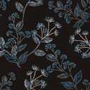 Blue Leaf Black Floral Wallpaper Peel and Stick Botanical Foliage Faux Fluorescent Look Wallpaper Dark Leaf Floral Contact Paper for Living Room 12"x118" Sticky Removable Wall Paper