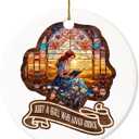 Decorlion Christmas Ornament - Just a Girl Who Loves Books Ceramic Ornament, Book Lovers Ornament, Literary Gift for Bookworms, Readers, and Bibliophiles, Pack Of 4