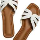 Womens Flat Sandals Dressy Sandals Comfort Slide Black Brown White Sandals Size 5-10 (8)