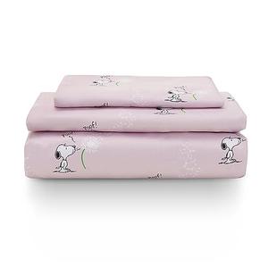 Berkshire Blanket Peanuts® Kids Sheet Set, Twin Size - 2 Pieces, Peanuts® Snoopy Make A Wish Sheet Scale Spring Pink, Cute Character Snoopy Printed Soft Microfiber Bed Sheets, (There is No Pillowcase for the Pillow)