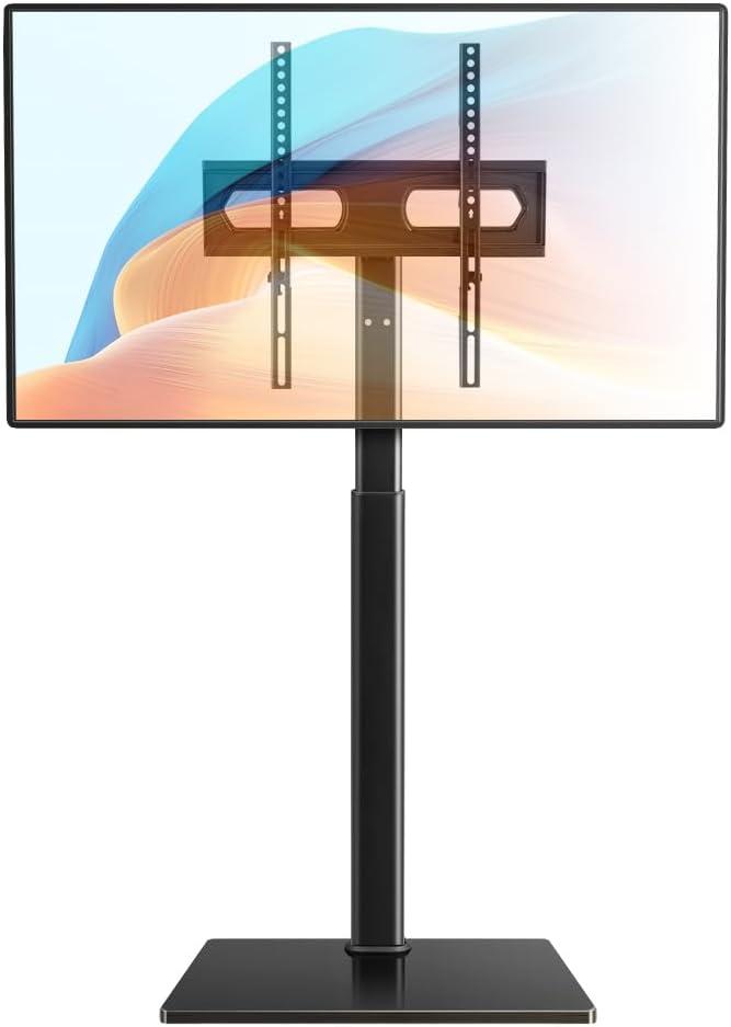 Black Mobile TV Stand for 27-65LED LCD OLED Flat Curved Screen Outdoor TVs Height Adjustable Floor TV Cart Max VESA 400x400mm,Holds Up to 88lbs