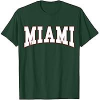 Miami Florida FL Vintage Athletic Sports T-Shirt Green S