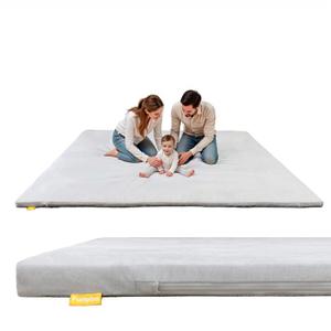 79" 71" Padded Baby Play Mat for Floor, 1.2" Thick Memory Foam Mat with Machine Washable Cover, Soft Tummy Time Crawling Playmat with Non-Slip Bottom, Fits 79" x71" Playpens