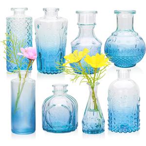 Brajttt Black Flower Vase Set, Glass Bud Vase in Bulk Set of 8,Artistic and Cultural Flavor Mini Vases for Home Office Decor, Bedroom, Office, Living Room Decorations,Wedding