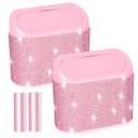 NBTEPEM Bling Pink Car Trash Can with Lid - 2 Pack, Mini Auto Garbage Can with 60 Trash Bags, Automotive Garbage Container Bin, Bling Car Accessories Trash Can for Women (Pink Diamond)