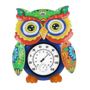 Owl Indoor Outdoor Thermometer with Humidity, 25 Decorative Outside Thermometer for Patio, Yard, Garden, Living Room Decor, Large Numbers Easy to Read, No Need Battery