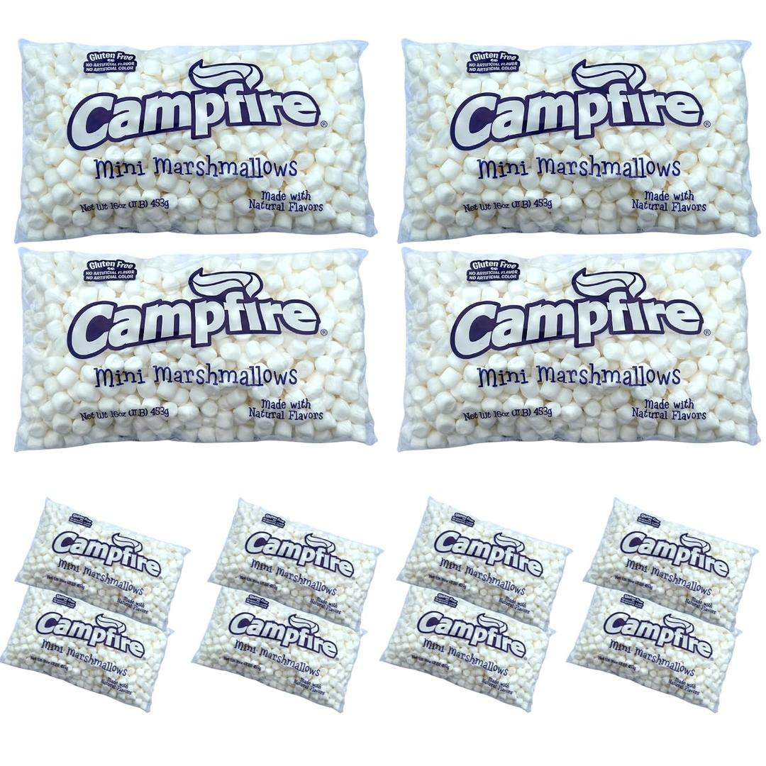 [Mini] Case Pack 12 Pounds Bulk Campfire Mini Marshmallows - (12) One Pound Bags of Mini Campfire Marshmallows - Made with Natural Vanilla (EXP 09/04/26)