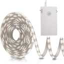 echosari Battery Operated Motion Sensor Cabinet Strip Lights, 9.8Ft 90 LED Counter Closet Strip Light, Motion & Night Sensor Safe Tape Light for Stairs Wardrobe Kitchen (Cool White)